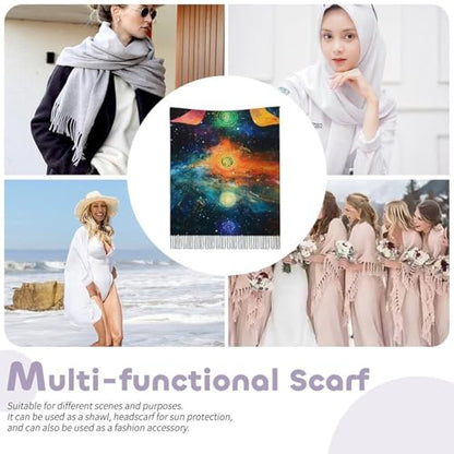 Meditating Cosmic Psychedelic Classic Scarf Soft Shawl Wraps for Women Warm Winter Accessories