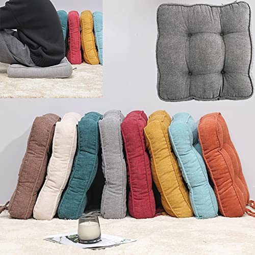 Meditation Floor Pillow,Square Seat Cushions Tufted Thicken Chair Cushion for Tatami Office Kitchen Chair Bench Sofa Seat Pad-Beige 45x45x8cm(17.7x17.7x3in) - color: Beige