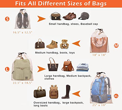 MISSLO Cotton Breathable Dust-proof Drawstring Storage Pouch Bag (Pack 3 L) - size: L