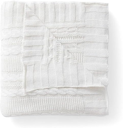 VCNY Home - Throw, Soft & Cozy Cotton Blanket, Cable Knit Home Decor (Dublin White, 50" x 70") - color: Dublin White