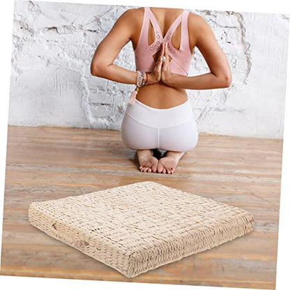 1pc Hand-woven Straw Meditation Mat Square Cushion for Yoga Zen Practices Smooth Surface for Comfort for Home Outdoor Use