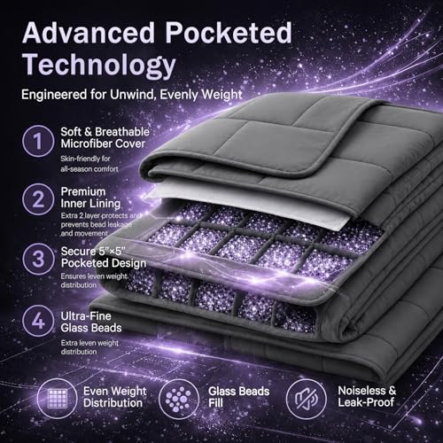 Weighted Blanket for Adults 20lbs, 48"x72", Twin Full Size Cooling Heavy Throw Blanket for 180-220lbs, Microfiber Soft Thick Big Blankets Weighted Comforter Breathable Gifts for Sleeping, Grey