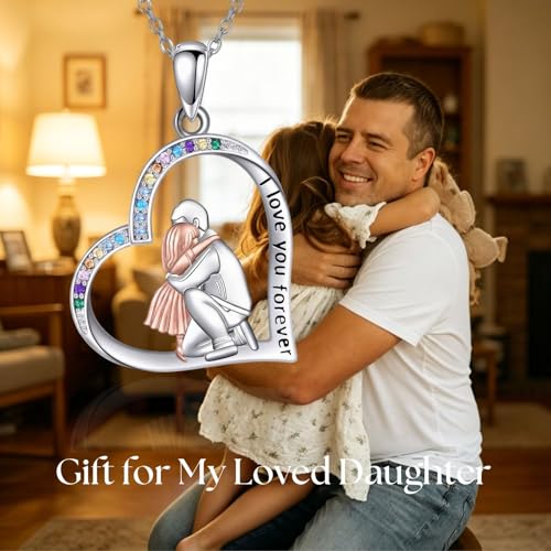 YFN Daughter Gifts from Dad 925 Sterling Silver Daughters Heart Necklace Birthday Christmas - color: Father Daughter Necklace06
