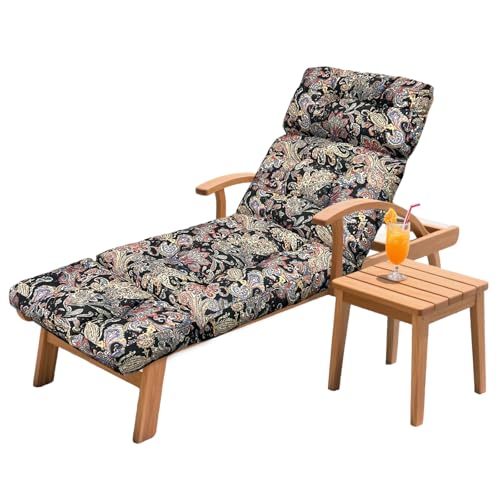 Outdoor Chaise Lounge Chair Cushion 75.1 x 23.6 x 4.7in, Waterproof Replacement Cotton Patio Thickened Pool Lounge Chair Cushion with Ties for Patio Outdoor Furniture,Vintage Paisley - color: Vintage Paisley