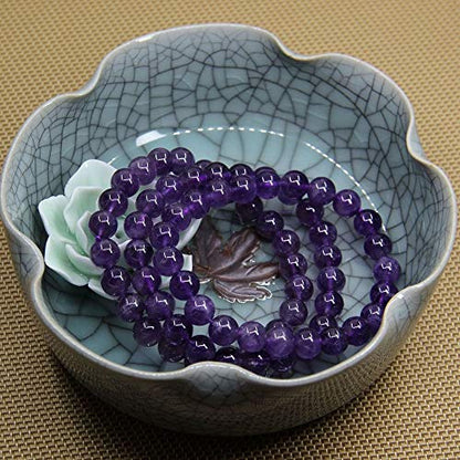 Angelstones Handmade Natural Healing Gemstone 8mm Round Beads Stretch Crystal Bracelet 7 Inch Unisex - color: Amethyst