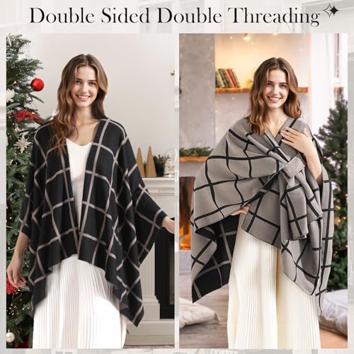 fauson Shawl Wraps for Women - Open Front Ponchos for Women for Fall Winter Pashmina Scarf