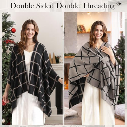 fauson Shawl Wraps for Women - Open Front Ponchos for Women for Fall Winter Pashmina Scarf