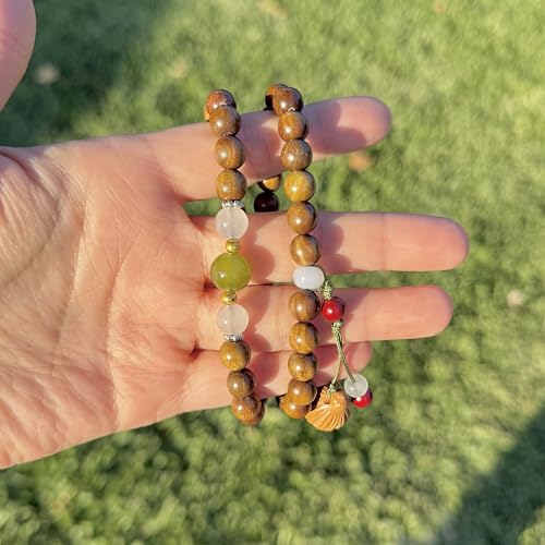 Natural Aromatic Green Sandalwood Double Loop Bracelet AAA Verawood Diffuse Meditation Beads With 1pc Of Lotus Seedpod Tassel