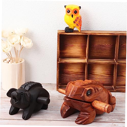 3pcs Wooden Sound Animals Music Block Toad Pig Owl Percussion Instruments for Home Decoration Realistic Sound