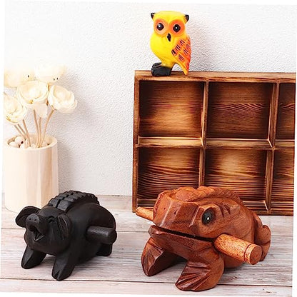 3pcs Wooden Sound Animals Music Block Toad Pig Owl Percussion Instruments for Home Decoration Realistic Sound