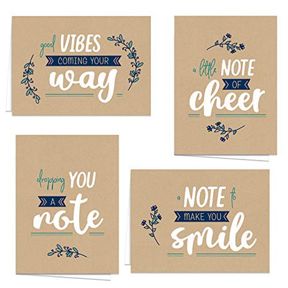 Canopy Street Encouraging Kraft Look Greeting Cards / 12 Friendship Note Card Pack With White Envelopes / 5" x 7" All Occasion Cards / 4 Modern Faux Brown Kraft Card Designs/Made In The USA - color: Encouraging Kraft Look