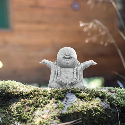 Landical Buddha Sandstone Statues, Zen Monk Praying Statue Sculptures Ornament for Wealth Good Luck Feng Shui Decor Home Office Car Decoration(Laughing Buddha) - style: Laughing Buddha