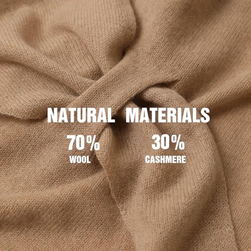 Cashmere Blend Shawl Wraps for Women,Cashmere Poncho Pashmina for Women Travel Scarf for All-Season with Gift Box - color: Camel