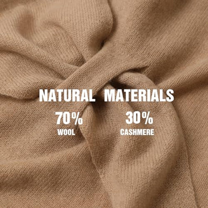 Cashmere Blend Shawl Wraps for Women,Cashmere Poncho Pashmina for Women Travel Scarf for All-Season with Gift Box - color: Camel
