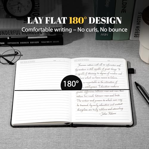 CAGIE Lined Journal for Men Women, Tree Growth Ring Leather Bound Journal Notebook, 256 Pages 100 GSM Journals for Writing, A5 Hardcover Journaling Notebooks,2 Pack (Brown & Black) - color: J-Brown & Black
