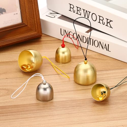 PATIKIL 6 Pcs Wind Chime, Hanging Bells Temple Bells Retro Outdoor Hanging Metal Chinese Wind Chime Round for Outside Garden Camping, Gold Red - color: Gold Red