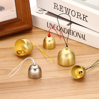 PATIKIL 6 Pcs Wind Chime, Hanging Bells Temple Bells Retro Outdoor Hanging Metal Chinese Wind Chime Round for Outside Garden Camping, Gold Red - color: Gold Red
