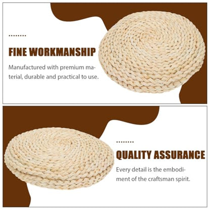 IMIKEYA Thick Straw Woven Meditation Cushion Handmade Yoga Mat for Comfortable Sitting Sturdy Tatami Floor Pad for Meditation and Relaxation