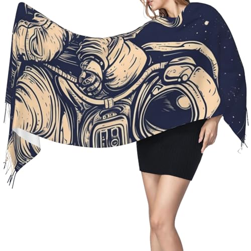 Astronaut Sitting in Yoga Chakra Scarf for Women Warm Soft Scarves Fashion Fringed Shawl Casual Tassel Blanket Scarf - color: Astronaut Men