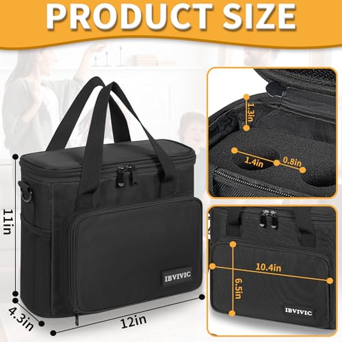 IBVIVIC 4 Slots Wireless Microphone Case with Foam, Microphone Carry Travel Bag with Shoulder Strap Mic Storage Bag for Singing, Karaoke, Party