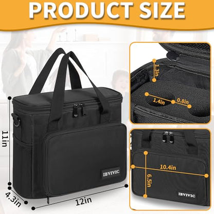 IBVIVIC 4 Slots Wireless Microphone Case with Foam, Microphone Carry Travel Bag with Shoulder Strap Mic Storage Bag for Singing, Karaoke, Party