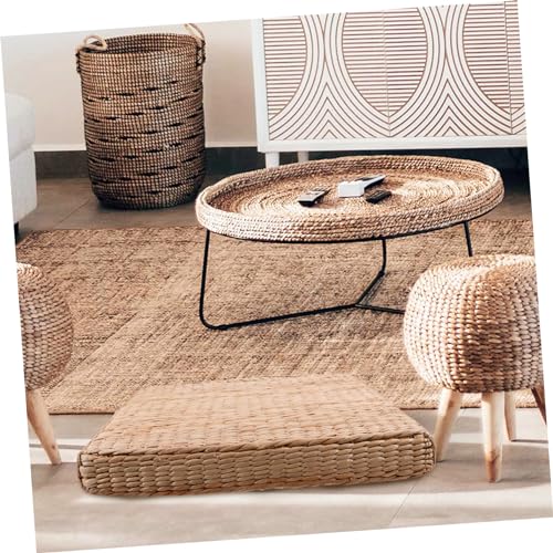 Healifty Japanese Traditional Straw Woven Meditation Cushion Square Braided Floor Mat for Yoga and Zen Sitting Comfortable Seat Cushion for Adults for Home and Outdoor Use