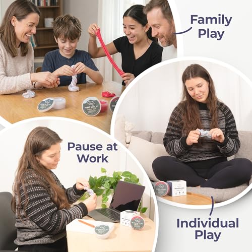 MindSculpt Fidget Putty Set | for Focus & Stress Relief | 52 Guided Calming Exercises | Kids 7+ & Adults | Two 3oz tubs: moldable Silicone Putty, no Drying Out | Mindfulness Gift | Desk Fidget | ADHD - size: MindSculpt Kit