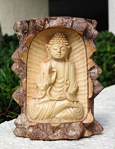 G6 Collection Wooden Serene Buddha Meditating Statue Hand Carved Sculpture Handmade Figurine Decorative Home Decor Accent Rustic Handcrafted Traditional Contemporary Decoration Buddha Crocodile Wood