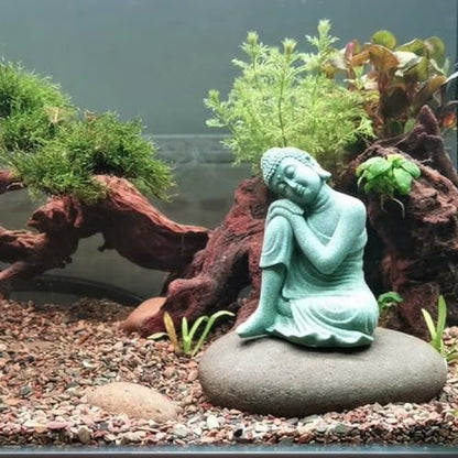 livelyfish Mini Buddha Statue Meditating Natural Sandstone Buda Sculptures Ornament for 10 Gallon & Under Fish Tanks, Aquarium Decorations Home Zen Garden Bonsai Decor, Gifts (Meditation-Small) - size: A-Small