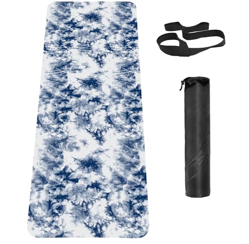 Non Slip Yoga Mat TPE Workout Mat for Men Women, Thick Workout Mat with Carrying Strap, Fitness Mats for Exercise, Yoga, Fitness, Pilates, Floor Workouts (72" x 24" x 6mm) - color: Multicolored B
