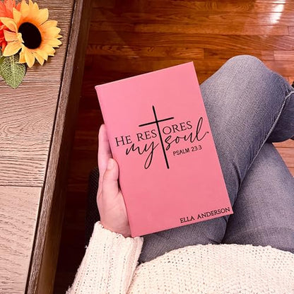 Personalized Christian Prayer Journal for Men & Women, Custom Engraved Name, Daily Devotional, Scripture Writing, Gratitude and Faith Gift