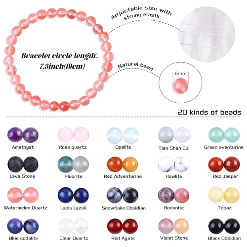 Handmade Stretch Elastic Bracelet Natural Stone Crystal Healing Power Energy Gifts for Reiki Nature's Beauty and Spiritual Essence Unisex 6mm - color: Watermelon Crystal