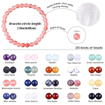 Handmade Stretch Elastic Bracelet Natural Stone Crystal Healing Power Energy Gifts for Reiki Nature's Beauty and Spiritual Essence Unisex 6mm - color: Watermelon Crystal
