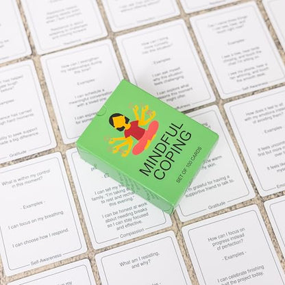 100 Mindful Coping Activity Cards – Self-Care & Stress Management Prompts for All Ages | Portable Travel Deck for Mental Wellness, Focus & Stress Relief - style: Coping Activity Cards