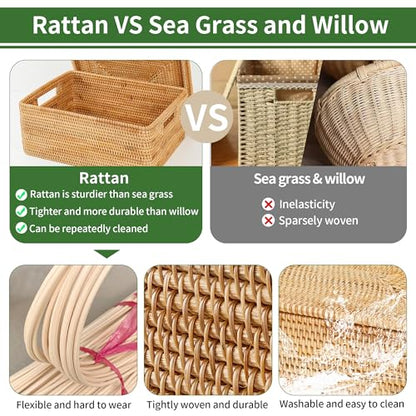 Rattan Basket With Lid, Large Lidded Basket For Storage, Rattan Box(22.8" L×19.7" W×17.7" H) - size: 22.8" ×19.7"×17.7"