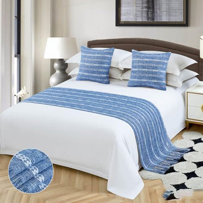 Bed Runner Scarf Protector Slipcover Decorative for Meditation Room, Serene Bed Scarf for Relaxing Space (Pillowcase Included X2)(50X180CM) - size: 50X180CM