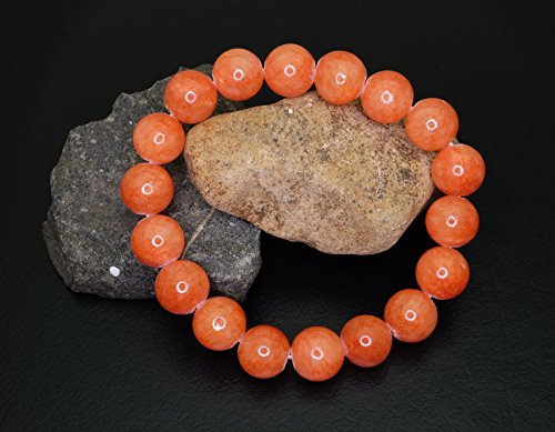 Falari 10mm Natural Semi Precious Gemstone Stretch Bracelet Unisex - color: Peach Quartz