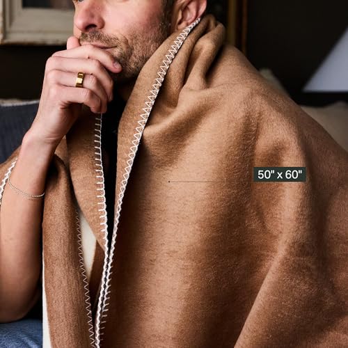 Preston Lane Highrise Throw Blanket – 50" x 70", Premium Cotton-Blend, Soft and Fluffy Throw for Couch, Bed, or Living Room, Cozy and Warm, Made in Portugal, Camel - color: Camel
