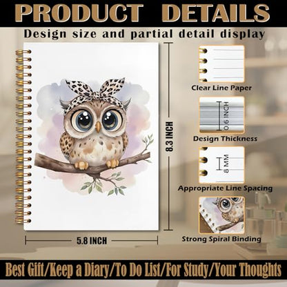 Owl Gifts Spiral Notebook 5.5x8.3, Owl Themed Gifts for Lovers Women Journal Notebooks for Note Taking, Cute Journal for Women - color: Notebook-03