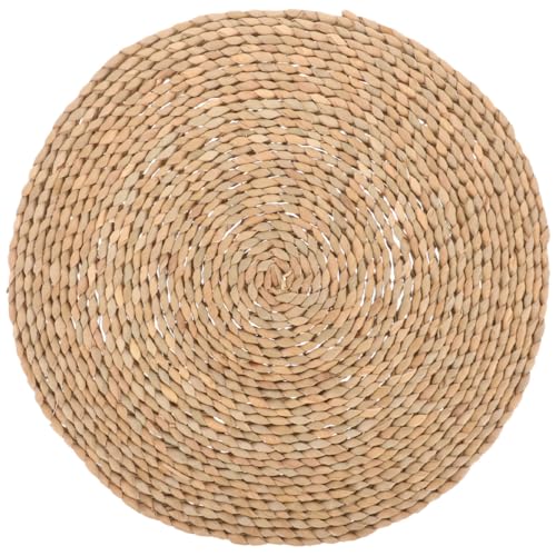 Natural Woven Meditation Cushion Floor Pillow 20x20cm Handmade Round Straw Sitting Mat for Yoga Zen Practice and Home Décor