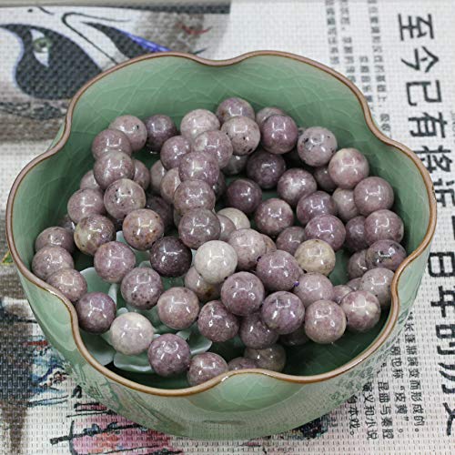 Keleny Semi Precious Stones Natural Gemstones 12mm Round Beads Crystal Stretch Bracelets 7 Inch Unisex - color: Purple Lepidolite Lithium Mica