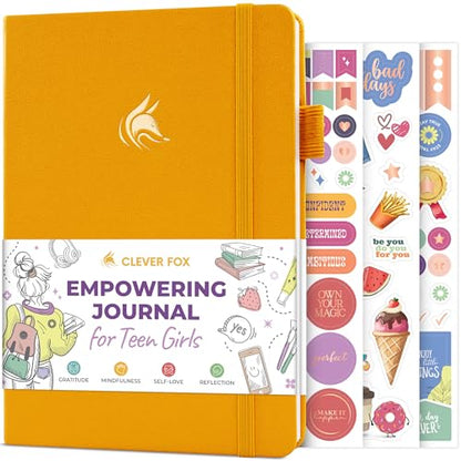Clever Fox Empowering Journal for Teen Girls – Guided Self-Love Diary with Prompts – Gratitude & Manifestation Notebook, Teenage Gifts (Amber Yellow) - color: Amber Yellow