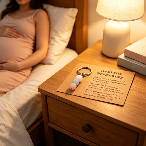 Healing Crystal Keychain Gift for New Beginnings Calming Anxiety Luck Protection Natural Gemstone Keychain for Women - color: Healthy Pregnancy