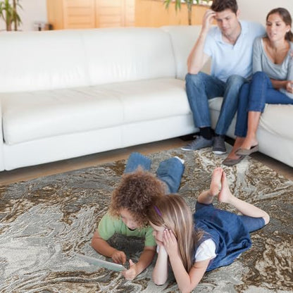 LUXE WEAVERS Marble Swirl Abstract Area Rug, Gray 6x9 - color: Grey, size: 6' x 9' (Rectangular)