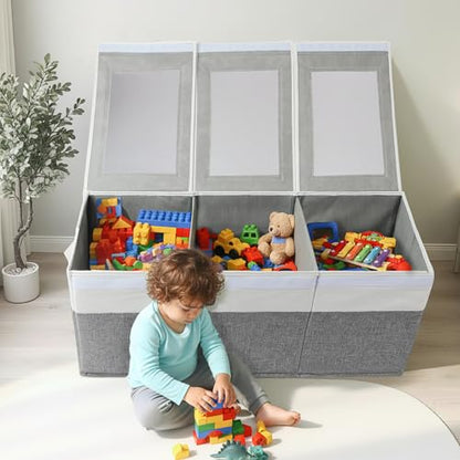 Extra Large Storage Box Bin with Lid and Dividers, Collapsible Storage Chest Organizers, Organizer Box for Closet,Dorm Room,Living Room,Bedroom 30 * 13 * 12 Inches