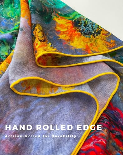 PoeticEHome Cashmere Scarf Wrap 36"x36" - Featherlight & Wrinkle-Free Artistic Square Shawl for Travel & Office, Gift Ready - color: Sunflowers - 36"