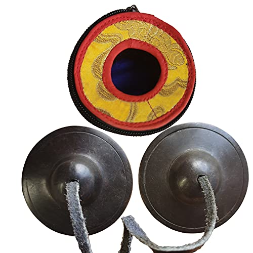 Tibetan Tingsha Bell Set - Tibetan Cymbals - for Sound Healing, Yoga, Meditation, and Mindfulness,Handmade in Nepal,Made of Brass,Plain Pattern,6.5cm/2.6 inch - color: 5-Brass-Brown-6.5cm