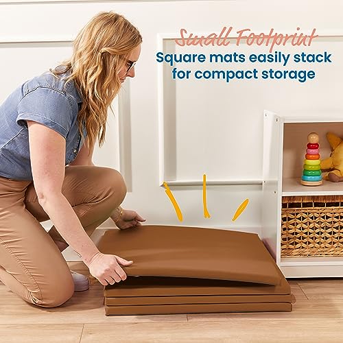 ECR4Kids SoftZone Play Patch Activity Mat Squares, Modular Playmat, Chocolate, 4-Pack - color: Chocolate