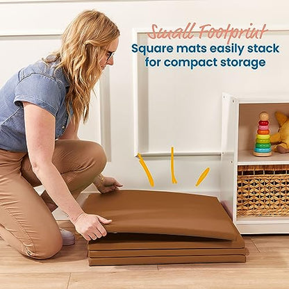 ECR4Kids SoftZone Play Patch Activity Mat Squares, Modular Playmat, Chocolate, 4-Pack - color: Chocolate
