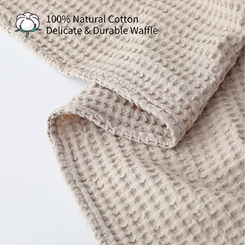 Shunjie.Home 100% Cotton Waffle Blanket, Pre-Washed and Anti-Shrinkage Soft Lightweight Bed & Couch Blanket, 380 GSM Waffle Weave Throw Blanket for All Seasons (Light Khaki - King Size - 104 * 90'') - color: Khaki, size: King (104"*90")